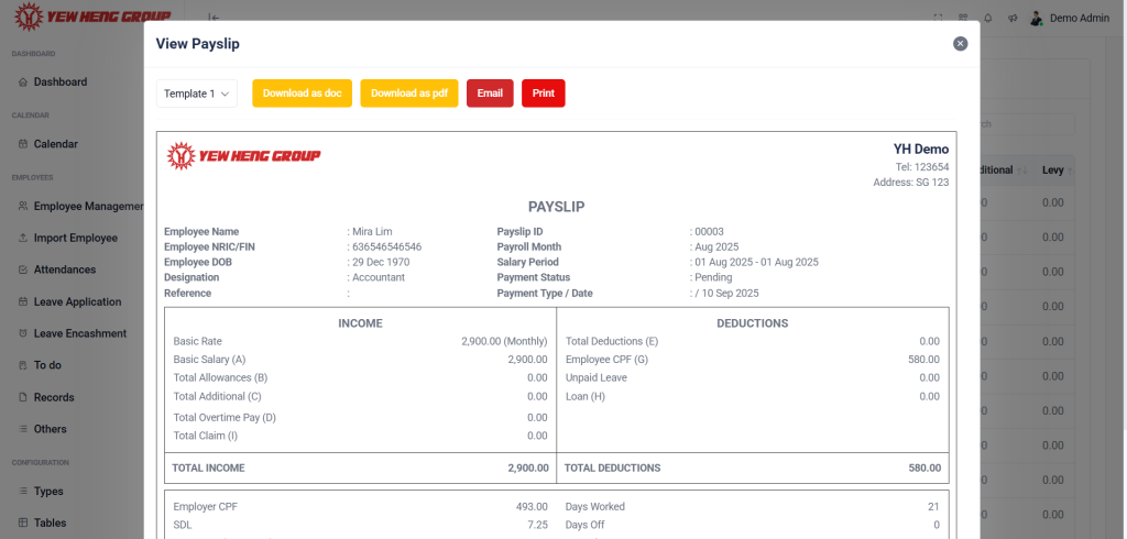Itemized Payslip